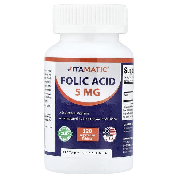 Vitamatic, Folic Acid, 120 Vegetarian Tablets (8,333 mcg per Tablet)