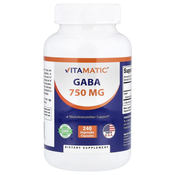 Vitamatic, Gaba, 750 mg, 240 Vegetable Capsules