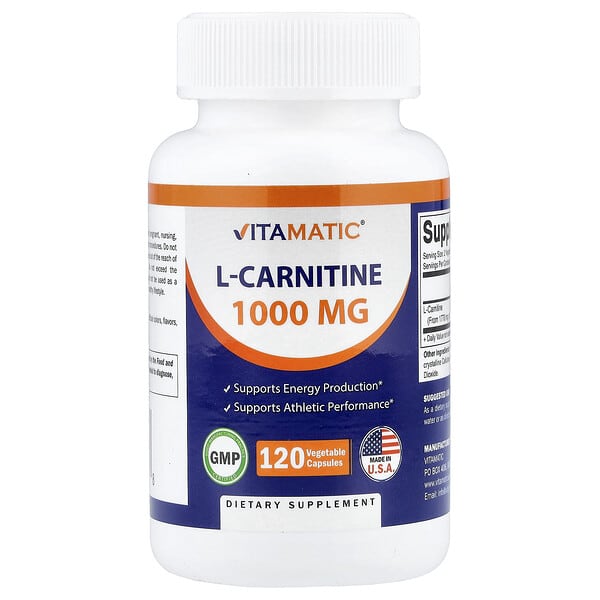 Vitamatic, L-Carnitine, 120 Vegetable Capsules (500 mg per Capsule)
