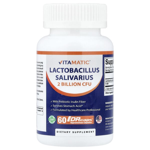 Vitamatic, Lactobacillus Salivarius, 2 Billion CFU, 60 DRCaps®