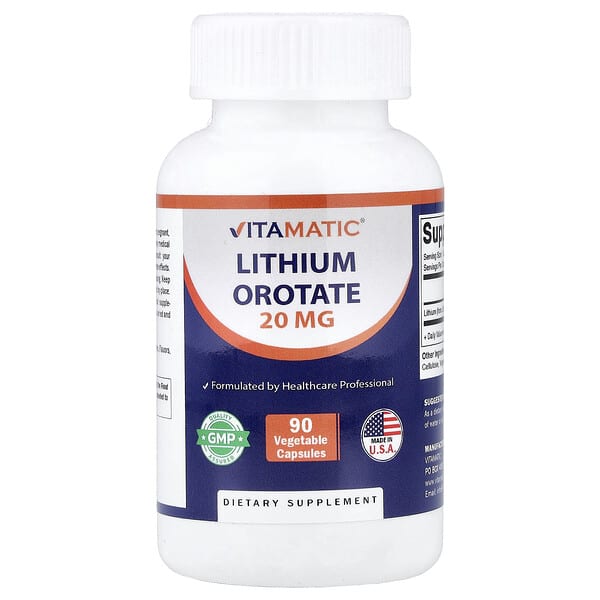 Vitamatic, Lithium Orotate, 20 mg, 90 Vegetable Capsules