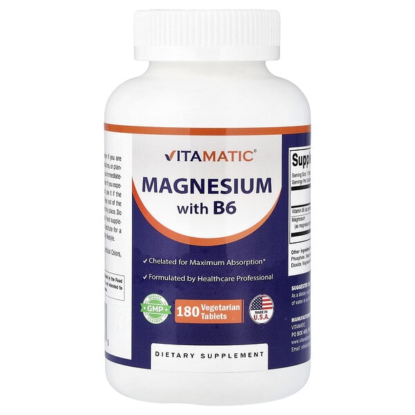 Vitamatic, Magnesium with B6, 180 Vegetarian Tablets