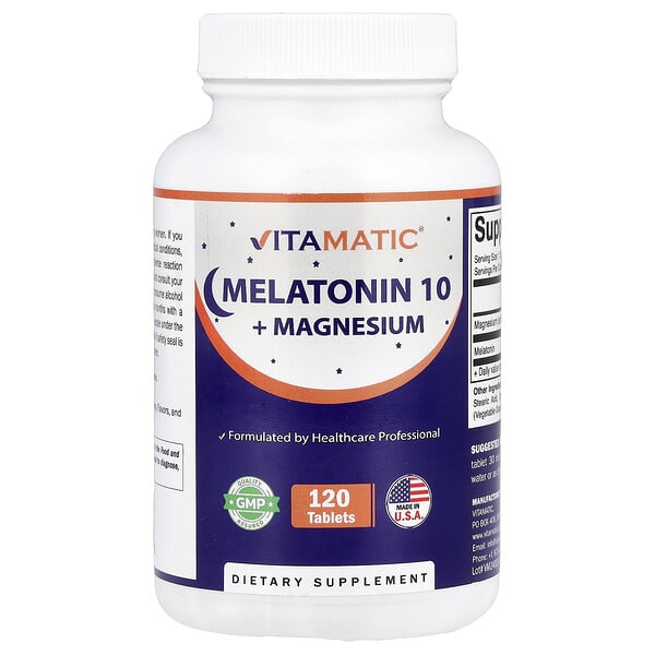 Vitamatic, Melatonin 10 + Magnesium, 120 Tablets