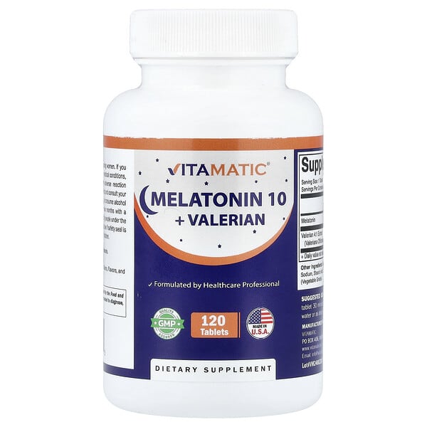Vitamatic, Melatonin 10 + Valerian, 120 Tablets