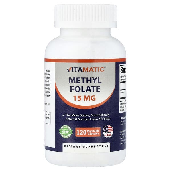 Vitamatic, Methyl Folate, 15 mg, 120 Vegetable Capsules 2 Vitamatic, Methyl Folate, 15 mg, 120 Vegetable Capsules