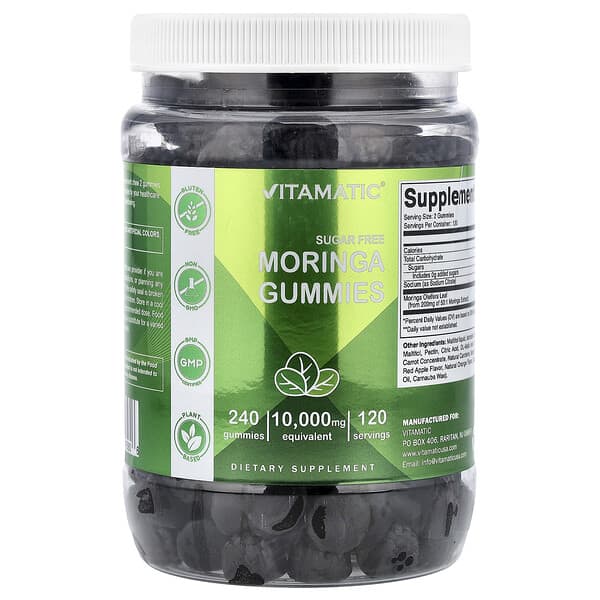 Vitamatic, Moringa Gummies, Sugar Free, 240 Gummies (5,000 mg per Gummy)