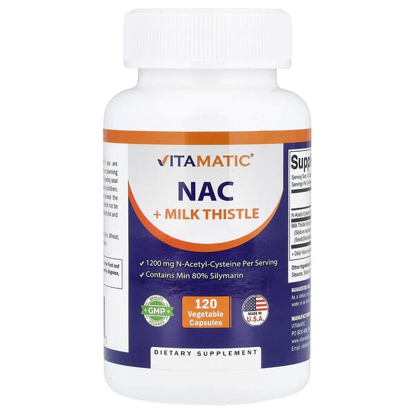 Vitamatic, NAC + Milk Thistle, 120 Vegetable Capsules