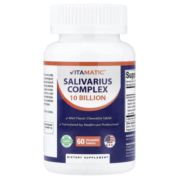 Vitamatic, Salivarius Complex, Mint, 60 Chewable Tablets