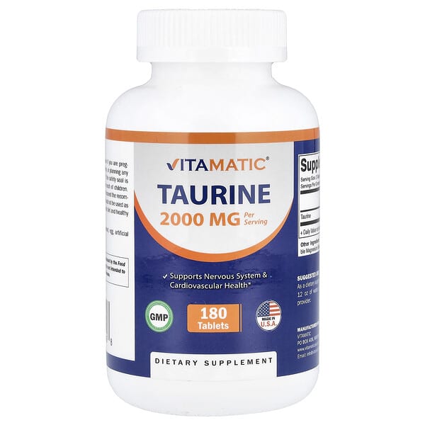 Vitamatic, Taurine, 180 Tablets (1,000 mg per Tablet)