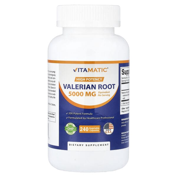 Vitamatic, Valerian Root, High Potency, 240 Vegetable Capsules (250 mg per Capsule) 2 Vitamatic, Valerian Root, High Potency, 240 Vegetable Capsules (250 mg per Capsule)