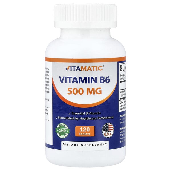 Vitamatic, Vitamin B6, 500 mg, 120 Tablets 3 Vitamatic, Vitamin B6, 500 mg, 120 Tablets