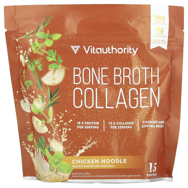 Vitauthority, Bone Broth Collagen, Chicken Noodle, 10.9 oz (310 g)