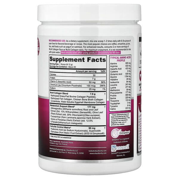 Alternative view of Vitauthority, Multi Collagen Burn, Unflavored, 5.73 oz (162.4 g)