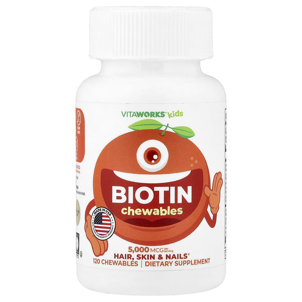 VitaWorks, Kids, Biotin Chewables, Orange, 120 Chewables