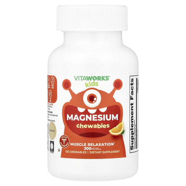 VitaWorks, Kids, Magnesium Chewables, Orange, 120 Chewables (150 mg per Chewable)