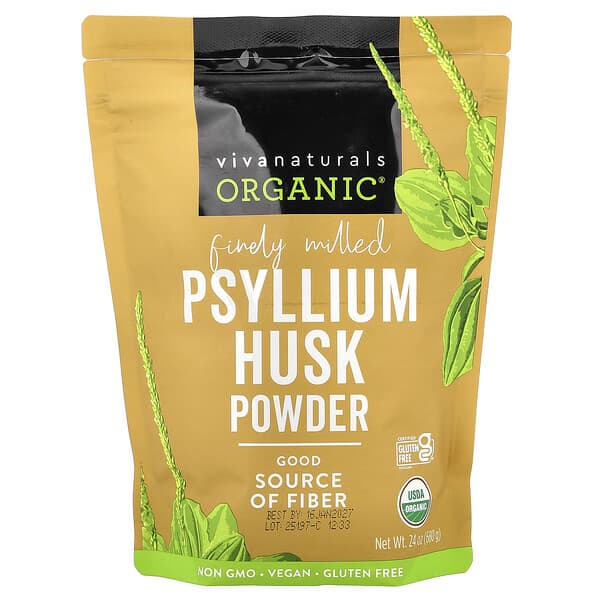 Viva Naturals, Organic® Psyllium Husk Powder, 24 oz (680 g)
