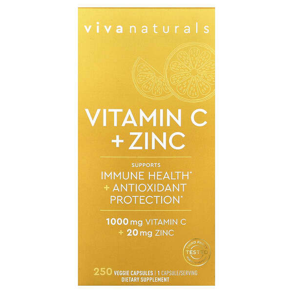 Viva Naturals, Vitamin C + Zinc, 250 Veggie Capsules