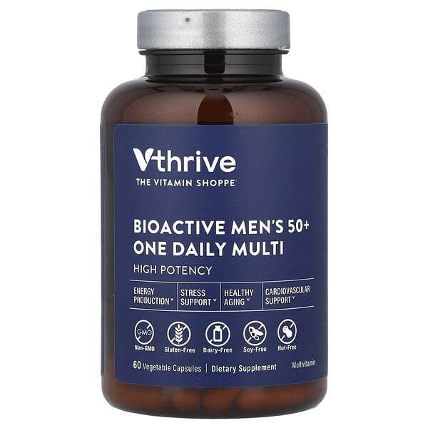 Vthrive, Bioactive Men's 50+ One Daily Multi, 60 Vegetable Capsules