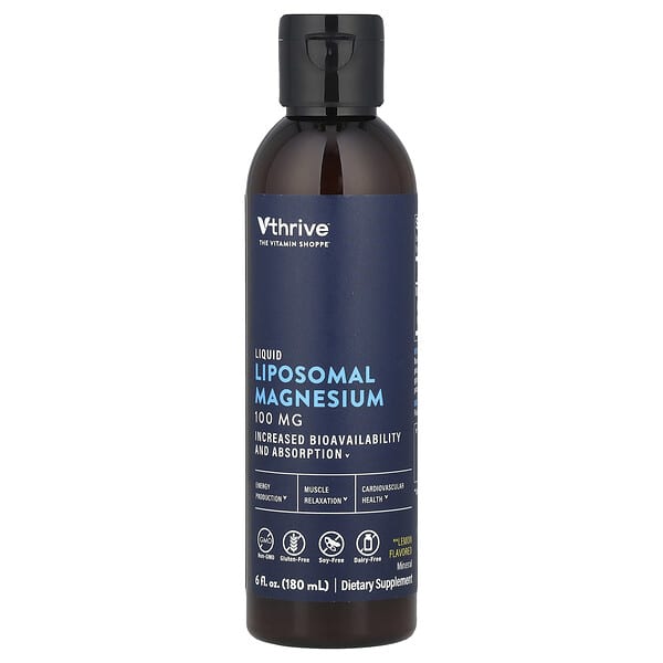 Vthrive, Liquid Liposomal Magnesium, Lemon, 100 mg , 6 fl oz (180 ml)