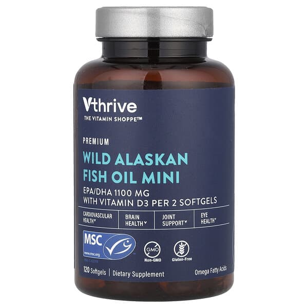 Vthrive, Wild Alaskan Fish Oil Mini , 120 Softgels