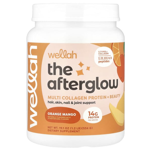 Wellah, The Afterglow, Multi Collagen Protein + Beauty, Orange Mango, 1.2 lb (534 g)