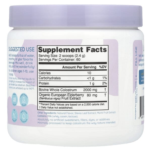 Alternative view of Wondercow, Colostrum Powder, Elderberry, 5.15 o (146 g)