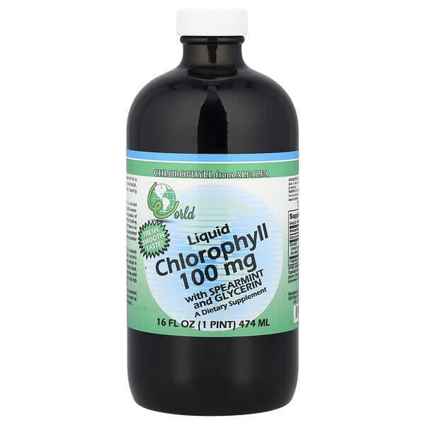World Organic, Liquid Chlorophyll with Spearmint and Glycerin, 16 fl oz (474 ml)