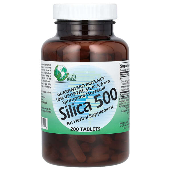 World Organic, Silica 500, 200 Tablets (50 mg per Tablet)