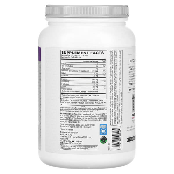 Alternative view of XTEND, 7G BCAA, Glacial Grape, 2.58 lbs (1.17 kg)
