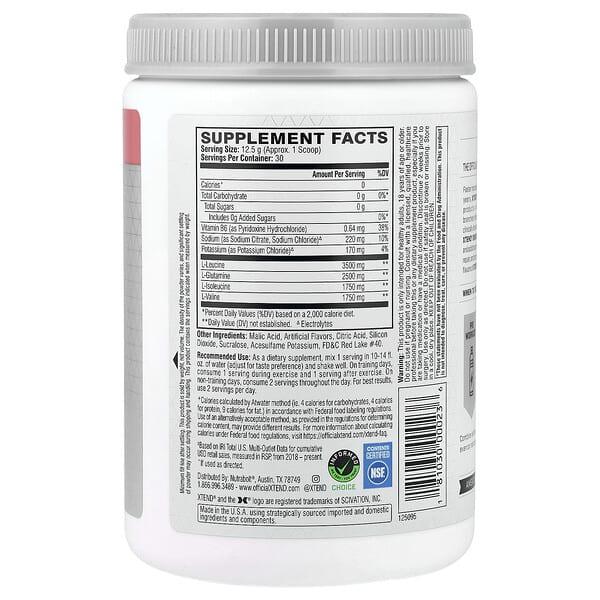 Alternative view of XTEND, 7G BCAA, Watermelon Explosion, 13.2 oz (375 g)