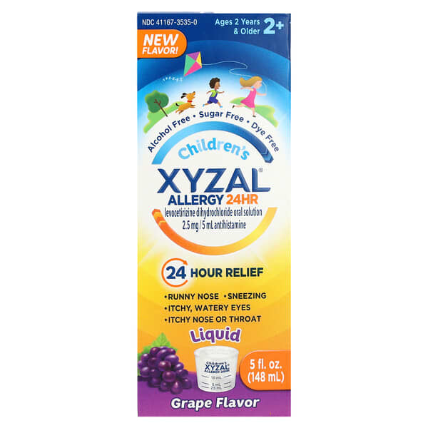 Xyzal, Children's Allergy 24 HR, Ages 2 Years & Older, Grape, 2.5 mg, 5 fl oz (148 ml)