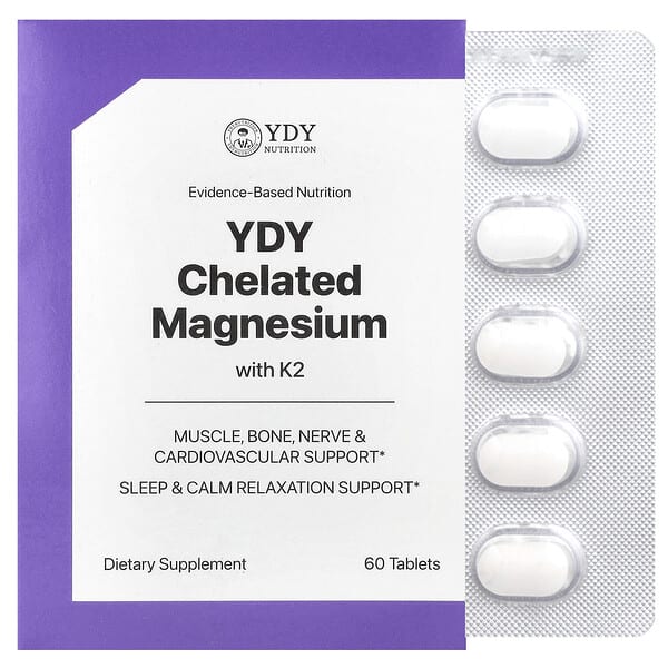 YDY, Chelated Magnesium With K2, 60 Tablets 3 YDY, Chelated Magnesium With K2, 60 Tablets