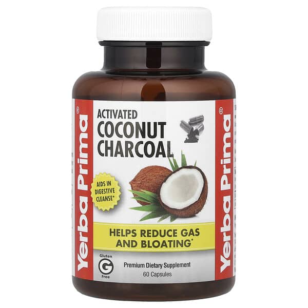 Yerba Prima, Activated Coconut Charcoal, 60 Capsules (130 mg per Capsule)