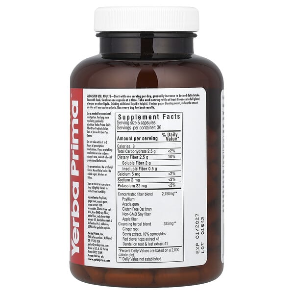 Alternative view of Yerba Prima, Fiber Plus® Senna Caps, 180 Capsules