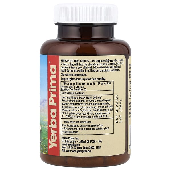 Alternative view of Yerba Prima, Great Plains® Bentonite + Herbal Detox, 60 Capsules