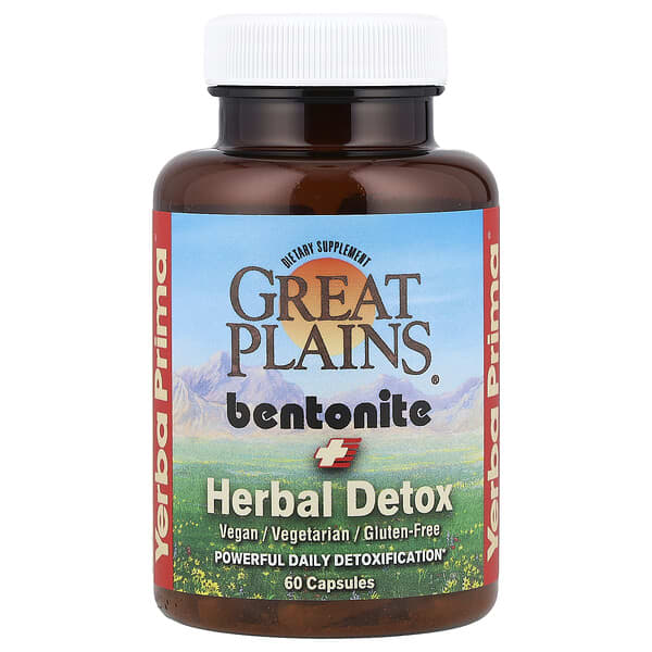 Yerba Prima, Great Plains® Bentonite + Herbal Detox, 60 Capsules