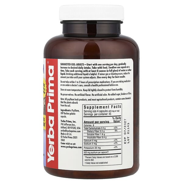 Alternative view of Yerba Prima, Psyllium Husks Caps, 180 Capsules