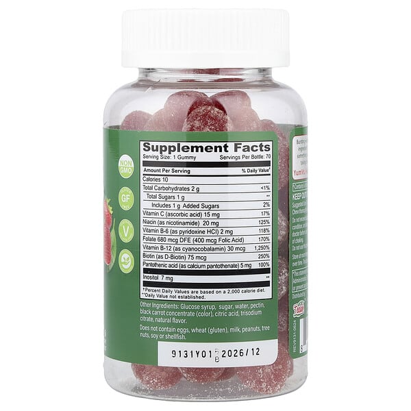Alternative view of YumVs, B Complex With Vitamin C Gummies, Strawberry, 70 Gummies