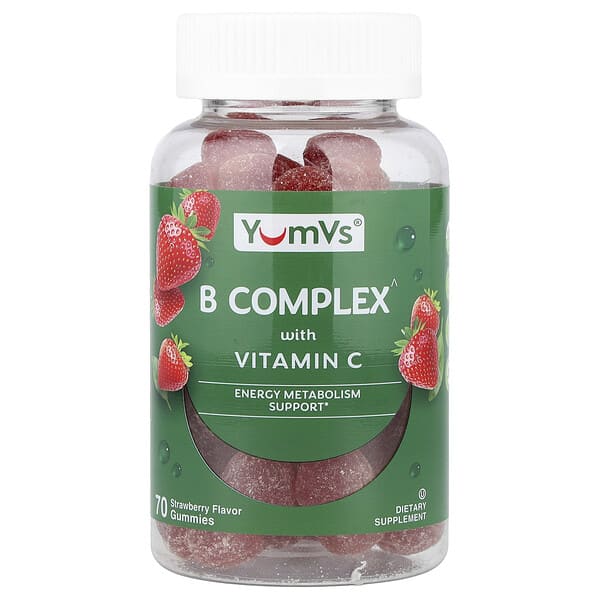 YumVs, B Complex With Vitamin C Gummies, Strawberry, 70 Gummies
