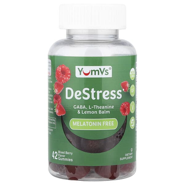 YumVs, DeStress Gummies, Melatonin Free, Mixed Berry, 42 Gummies