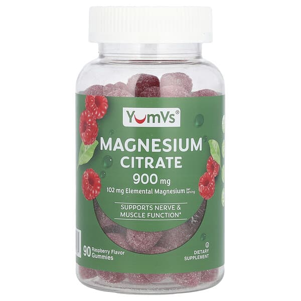 YumVs, Magnesium Citrate, Raspberry, 90 Gummies (300 mg per Gummy)