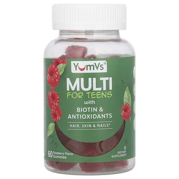 YumVs, Multi For Teens Gummies with Biotin & Antioxidants, Raspberry, 60 Gummies