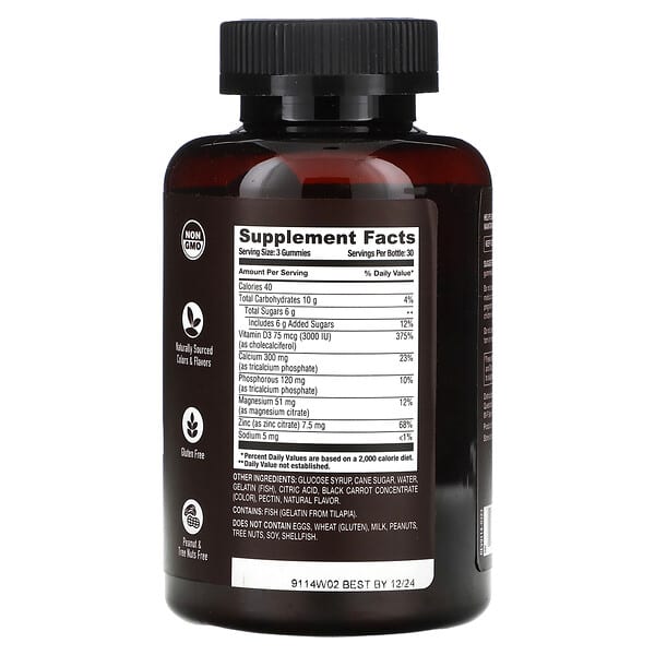 Alternative view of YumVs, Strong Earth Gummies, Calcium, Magnesium & Zinc + Vitamin D, Raspberry, 90 Gummies