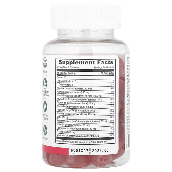 Alternative view of YumVs, Zero Diabetic Multivitamin Gummies, Raspberry, 60 Gummies