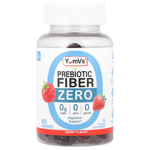 YumVs, Zero Prebiotic Fiber Gummies, Berry, 60 Gummies