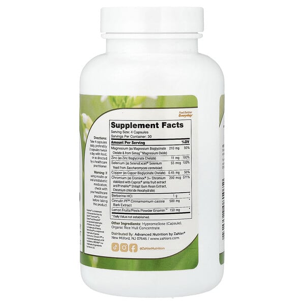 Alternative view of Zahler, Diabetter™, Advanced Glucose Support, 120 Capsules