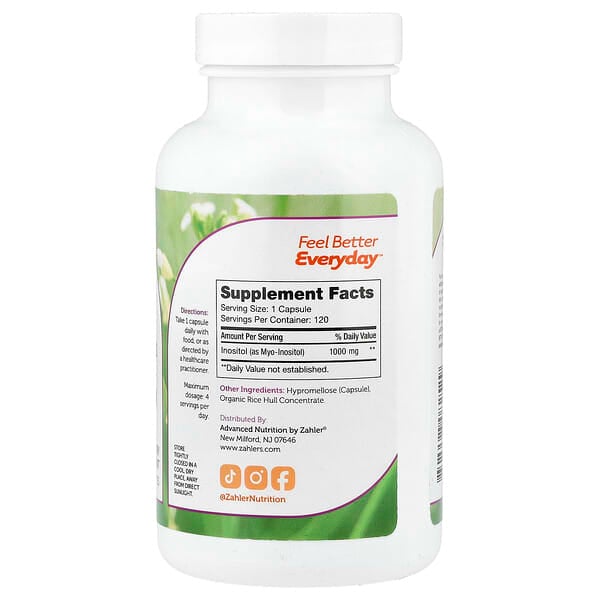 Alternative view of Zahler, Inositol, 1,000 mg , 120 Capsules