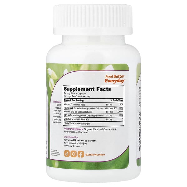 Alternative view of Zahler, Iron Complex, 100 Capsules