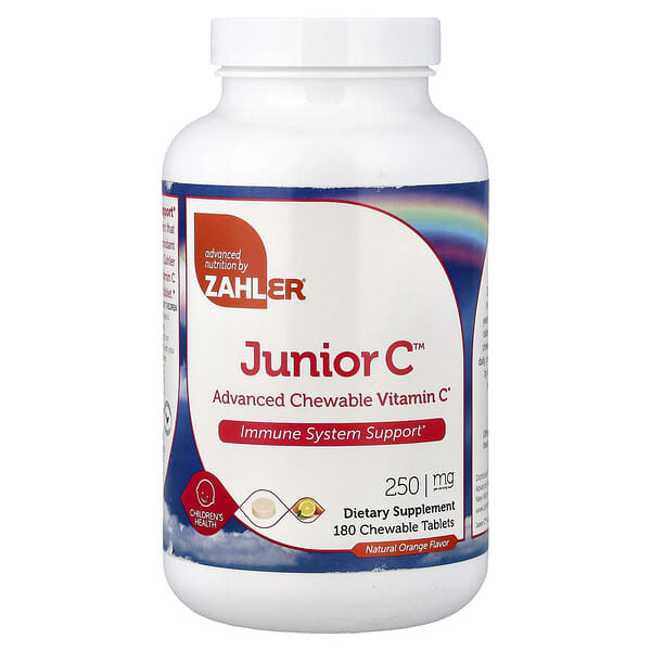 Zahler, Junior C™, Advanced Chewable Vitamin C, Natural Orange, 250 mg, 180 Chewable Tablets