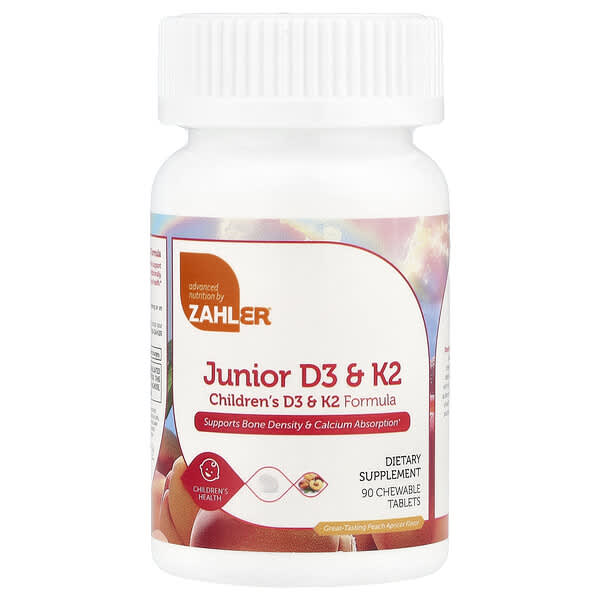 Zahler, Junior D3 & K2, Peach Apricot , 90 Chewable Tablets